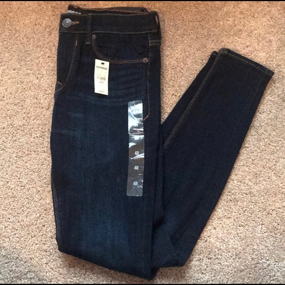 Express Dark Wash Mid Rise Skinny Jeans